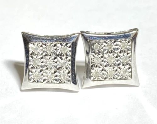 NEW 10K WHITE GOLD KITE EARRINGS WITH 0.09CTW NATURAL DIAMONDS 3 GRAMS: WOMEN'S 10K WHITE GOLD SQUARE EARRINGS WITH 0.09CT DIAMONDS Women's 10k White Gold Square Earrings with 0.09CT Diamonds You are bidding on a new with tags Women's 10k White Gold Square Earrings with 0