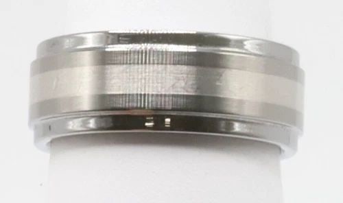 TRITON TUNGSTEN CARBIDE BAND WITH CENTER PLATINUM INLAY (SIZE 10) 9MM WIDE (1 of 2)