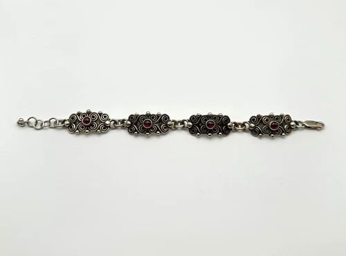 JO STAFINBIL 925 STERLING SILVER BRACELET WITH RHODOLITE (7.5 INCH) 27.5 GRAMS (1 of 2)