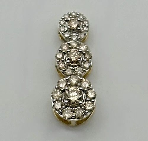 10K YELLOW GOLD TRIPLE CIRCLE PENDANT WITH 0.50CTW NATURAL DIAMONDS 0.7GRAMS (1 of 2)