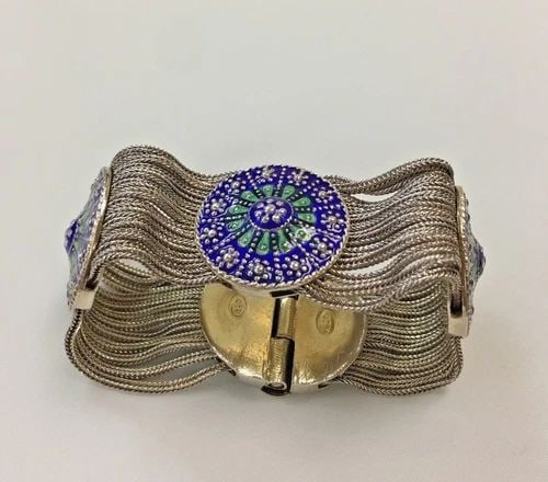 VINTAGE 925 STERLING SILVER MULTI LAYERED STYLE BRACELET (7 INCH) 63.1 GRAMS (1 of 2)