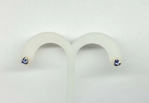 14K YELLOW GOLD EARRINGS WITH 0.44CTW TRILLION CUT TANZANITE (0.8 GRAMS): WOMEN'S 14K YELLOW GOLD EARRINGS WITH 0.44CTW SOLITAIRE TRILLION CUT TANZANITE Women's 14k Yellow Gold Earrings with 0.44ctw Solitaire Trillion cut Tanzanite You are bidding on a pre-owned Women's 14k
