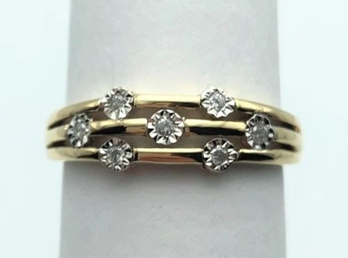 NEW 10K GOLD STACKED 3 LAYER RING WITH DIAMONDS (SIZE 6.75) 2 GRAM (1 of 2)