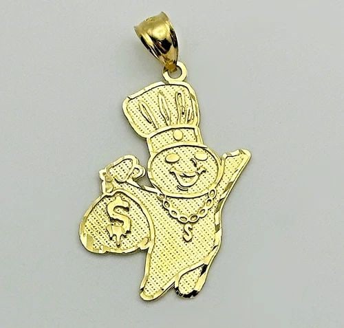 NEW 10K GOLD DOUGH BOY WITH MONEY BAG PENDANT 2.0 GRAMS (1 of 2)