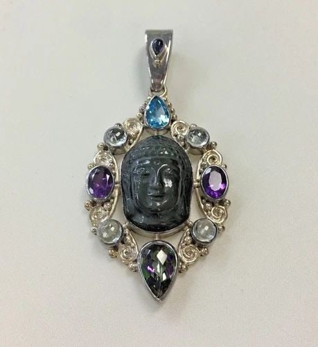 SAJEN STERLING SILVER PENDANT WITH MULTIPLE COLORED STONES (1 of 2)