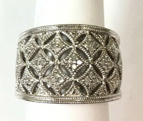 RPG STERLING SILVER FILIGREE RING WITH 0.20CTW DIAMONDS (SIZE 7) 13.5 GRAM (1 of 2)
