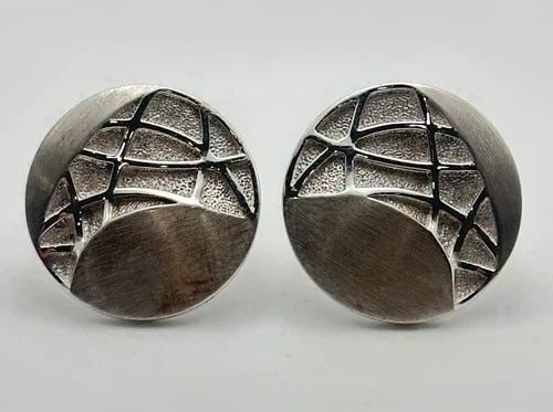 BREUNING STERLING SILVER CIRCULAR EARRINGS 23MM ( 9.8 GRAMS ) (1 of 2)