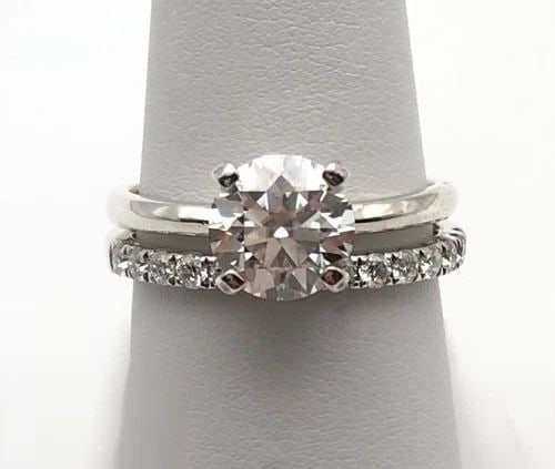925 STERLING SILVER ENGAGEMENT / WEDDING SET RING AND BAND WITH MOISSANITE (1 of 2)