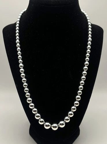 925 STERLING SILVER GRADUATED BEAD STYLE NECKLACE (21 INCH) 37.4 GRAMS (1 of 2)