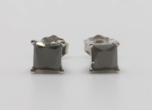 10K WHITE GOLD WITH 1.0CTW BLACK MOISSANITE, PUSH BACK EARRINGS 1.1 GRAM (1 of 2)