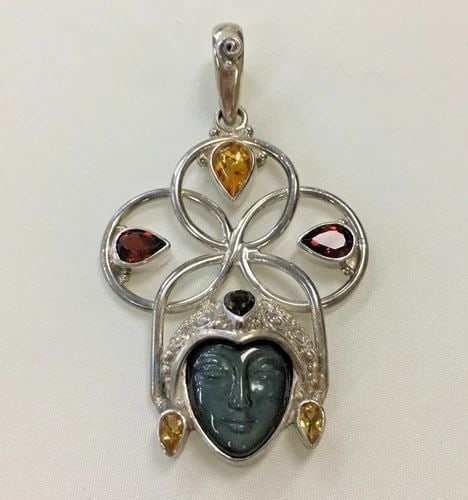 SAJEN STERLING SILVER PENDANT WITH A VARIETY OF STONES 18.7 GRAM (1 of 2)