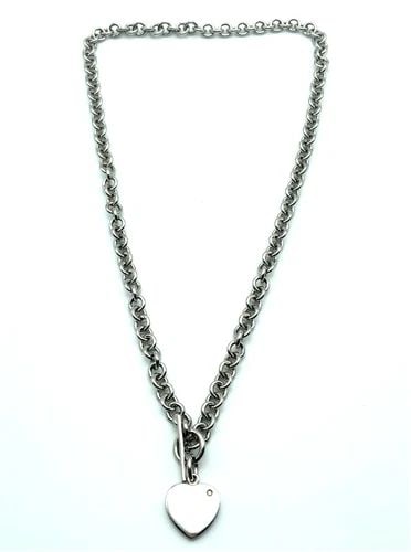 HOT DIAMONDS 925 SILVER NECKLACE, SINGLE DIAMOND HEART PENDANT 16 INCH (1 of 2)