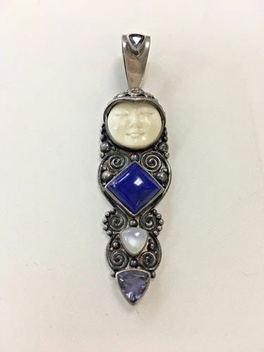 VINTAGE SAJEN 925 STERLING SILVER PENDANT WITH MULTIPLE STONES (1 of 2)