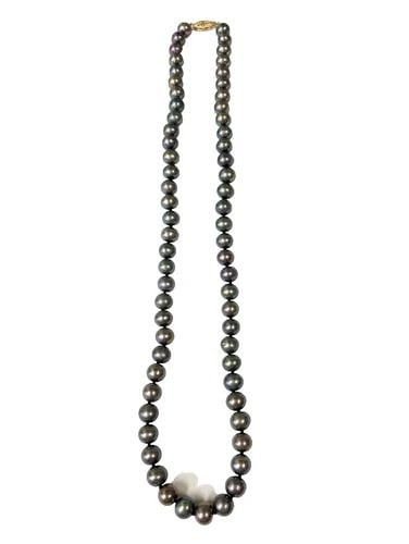 BLACK PEARL NECKLACE 14K GOLD CLASP ( 17.5 INCHES ) 29G (1 of 2)