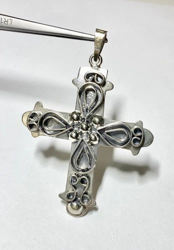 925 SILVER CROSS PENDANT 3"LX 2"W 23 GRAMS (1 of 2)