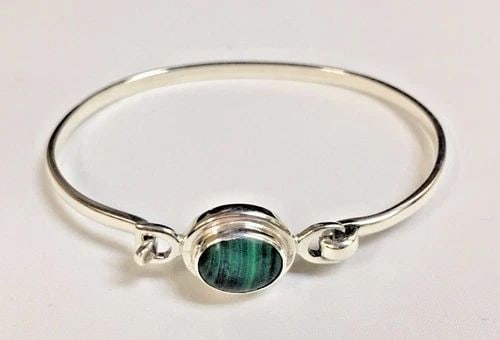 VINTAGE BRACELET STERLING SILVER WITH MALACHITE ( 7.5 INCH ) 15.9 GRAMS (1 of 2)