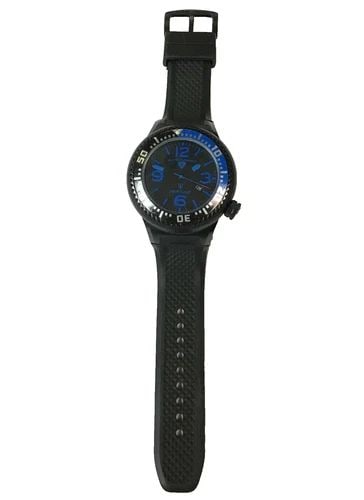SWISS LEGEND MEN'S NEPTUNE BLACK WITH BLUE ACCENTS SILICONE WATCH 52MM CASE (1 of 2)