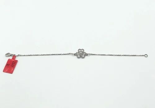 STERLING SILVER HEART FLOWER BRACELET, 0.25CT OF DIAMONDS (7 INCH) 2.2 GRAMS (1 of 2)