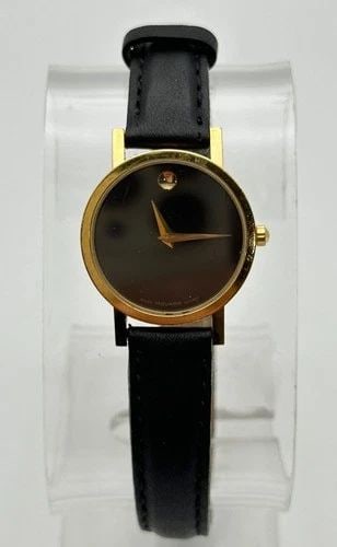 MOVADO 87.A1.832 LADIES GOLD TONE BLACK MUSEUM DIAL LADIES WATCH (1 of 2)