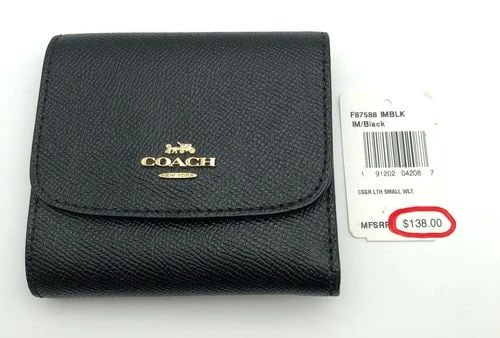 COACH IM/BLACK SMALL BUTTON CLASPING WALLET ( RETAIL $138.00 ): Not Found