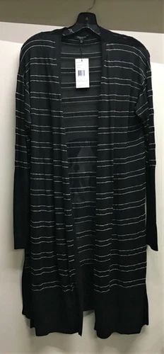LAFAYETTE 148 WOMAN'S THIN OVER CLOAK TRANSPARENT BLACK WITH GOLD STRIPES (1 of 2)