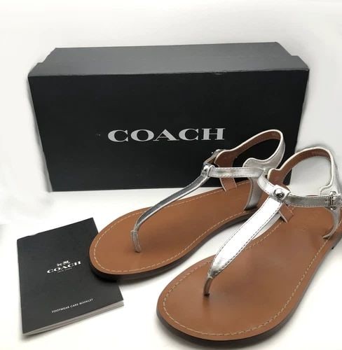 COACH WOMAN'S SILVER SANDALS SIZE: 7.5 B (1 of 2)