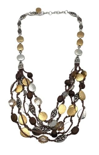 BRIGHTON 5 LAYERED SPARKLE / SHIMER NECKLACE, MULTI MATERIAL BEADS 20.5 INCH (1 of 2)