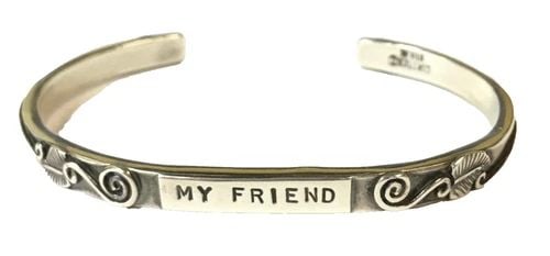 SANDY COMSTOCK STERLING SILVER BANGLE MY FRIEND STYLE (6 INCH) 5.9 GRAMS (1 of 2)