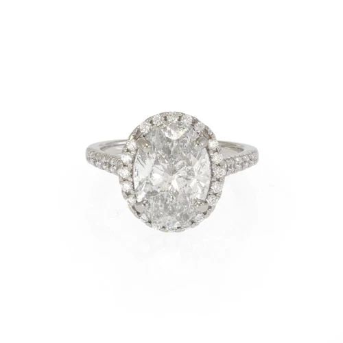 HALO 5.37CT DIAMOND PLATINUM OVAL TOP ENGAGEMENT RING SIZE 6.5 (1 of 2)