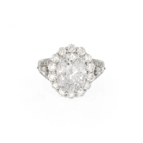 GORGEOUS 5.62CT NATURAL DIAMOND OVAL 18K WHITE GOLD ENGAGEMENT RING (1 of 2)