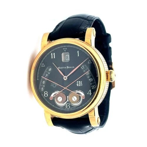MARTIN BRAUN EOS 39 WRISTWATCH SUNRISE SUNSET 18K GOLD LEATHER BOX CERT (1 of 2)