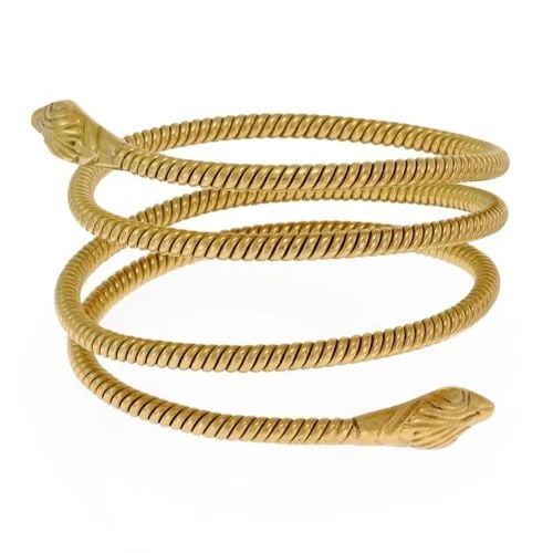 SNAKE BRACELET 18K YELLOW GOLD HEAD FOUR CABLE WRAPS 120GR! (1 of 2)