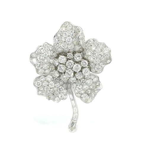 PLATINUM DIAMOND FLOWER PIN BROOCH 9 CARAT DIAMONDS (1 of 2)