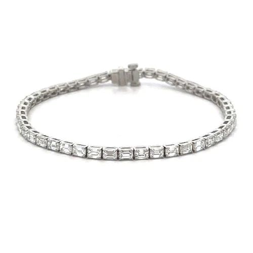DIAMOND LINE TENNIS BRACELET EMERALD CUT 6.80CT 18K WHITE GOLD NEW (1 of 2)