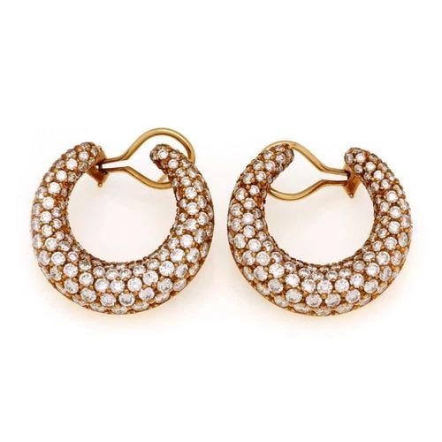 6CT DIAMOND EARRINGS 18K GOLD LARGE CRESCENT MOON POST CLIP EARRINGS (1 of 2)