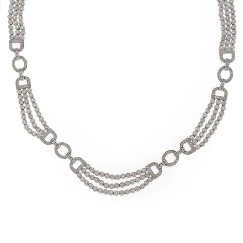 ESTATE 8.45CT DIAMOND 14KGOLD 3 ROW 5 SECTION COLLAR NECKLACE (1 of 2)
