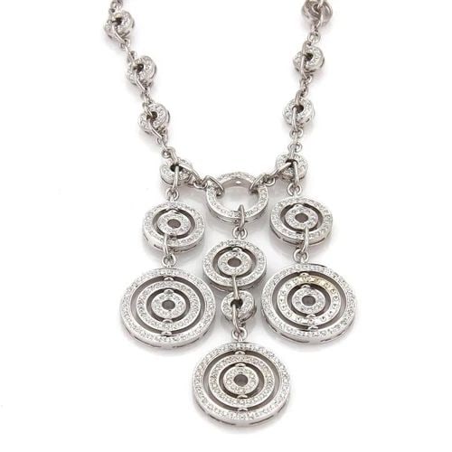 18K GOLD 5.00 CARATS DIAMOND TRIPLE CIRCULAR DROP NECKLACE 59GR! LIQUIDATION!!: 18K GOLD 5.00 CARATS DIAMOND TRIPLE CIRCULAR DROP NECKLACE 59GR! !! 18k Gold 5.00 Carats Diamond Triple Circular Drop Necklace 59gr! Liqudation!! Description This stunning eye catching necklace is cra