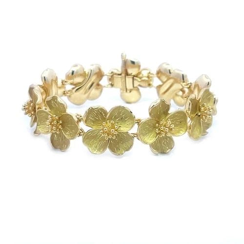 TIFFANY & CO. DOGWOOD GOLD BRACELET 18K YELLOW FLOWER LINK STYLE (1 of 2)