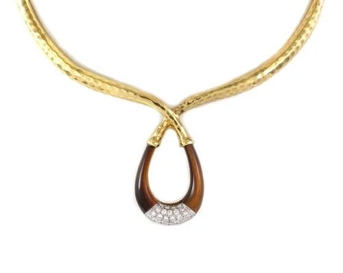 R.STONE 1.00CT DIAMOND TIGER'S EYE 18K GOLD CHOKER NECKLACE LIQUIDATION (1 of 2)