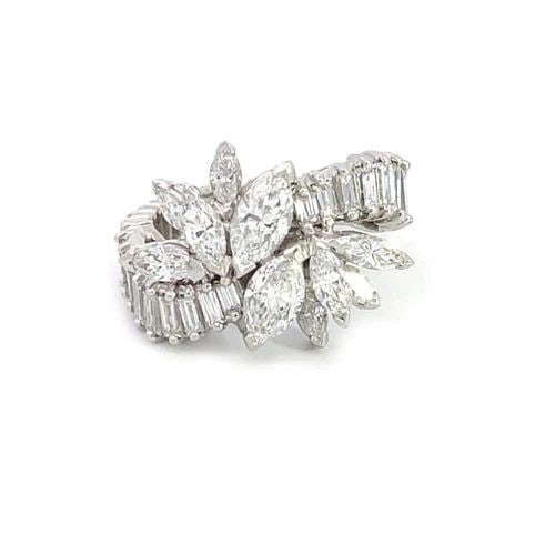 PLATINUM 4.5CT DIAMOND FLORAL STYLE COCKTAIL RING SIZE 6 (1 of 2)