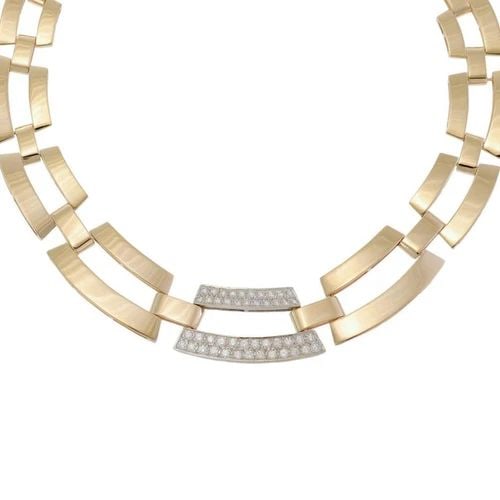 LOVELY 1CT DIAMOND 14K GOLD GRADUATED OPEN LINK COLLAR NECKLACE LIQUIDATION (1 of 2)