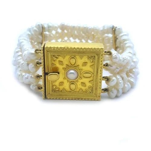 6833 ILIAS LALAOUNIS 22K GOLD PEARLS BRACELET YELLOW 4 STRAND BAROQUE ETRUSCAN (1 of 2)