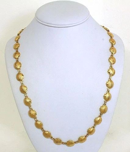 SEA SHELL LINK NECKLACE VINTAGE DIAMOND 14K YELLOW GOLD 70.8GR (1 of 2)