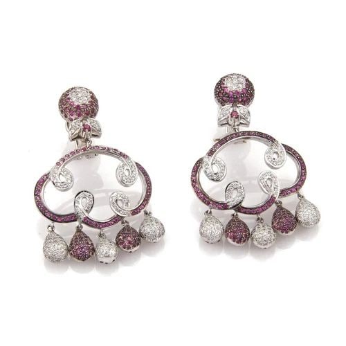 ESTATE 9.00 CARATS DIAMOND SAPPHIRE 18K WGOLD CHANDELIER EARRINGS LIQUIDATION (1 of 2)