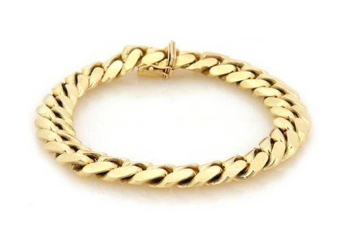 MEN'S YELLOW GOLD BRACELET 14K 11.5MM WIDE CURB LINK BRACELET 92GR! (1 of 2)