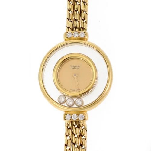 CHOPARD HAPPY DIAMOND 18K YELLOW GOLD 3 CHAIN LADIES WRISTWATCH LIQUIDATION: CHOPARD HAPPY DIAMOND 18K YELLOW GOLD 3 CHAIN LADIES WRISTWATCH Chopard Happy Diamond 18k Yellow Gold 3 Chain Ladies Wristwatch Description This is an authentic ladies quartz wrist watch by Chopard fr