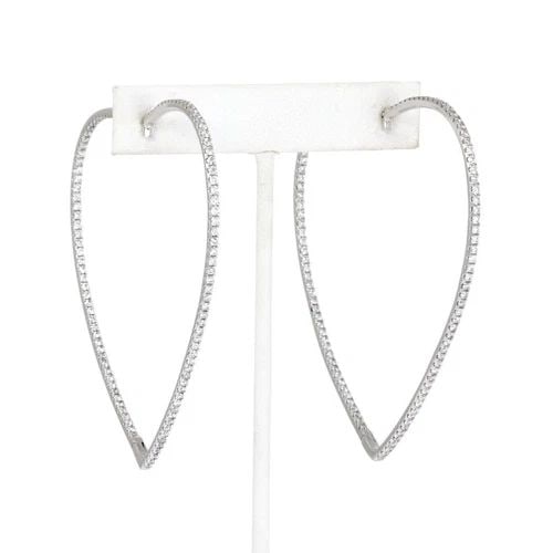 EXTRA LARGE 5CT INSIDE OUT DIAMOND 18K GOLD HEAR HOOP EARRINGS LIQUIDATION (1 of 2)