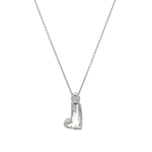 PLATINUM 1CT BOOT CUT DIAMOND PENDANT & CHAIN NECKLACE (1 of 2)