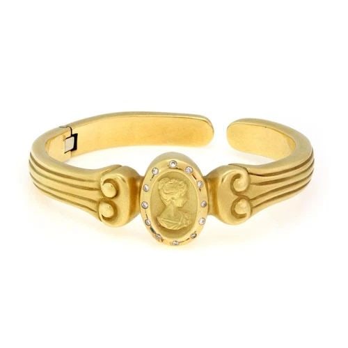 VAHE NALTCHAYAN BRACELET DIAMOND 18K YELLOW GOLD OVAL CAMEO CUFF (1 of 2)