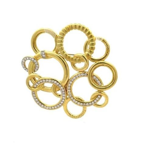 SEIDENGANG 1.25CT DIAMOND 18K YELLOW GOLD LARGE ASSORTED CIRCLE BROOCH (1 of 2)